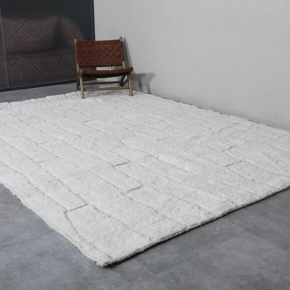 Hand-Knotted Authentic Berber Wool Rug - 6.6x6.6ft - Picture 5 of 6